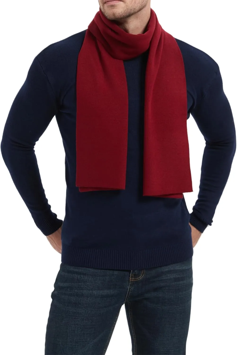 Mens Winter Scarf Soft Warm Long Cashmere Scarf Long Stylish Solid Color Scarves for Men
