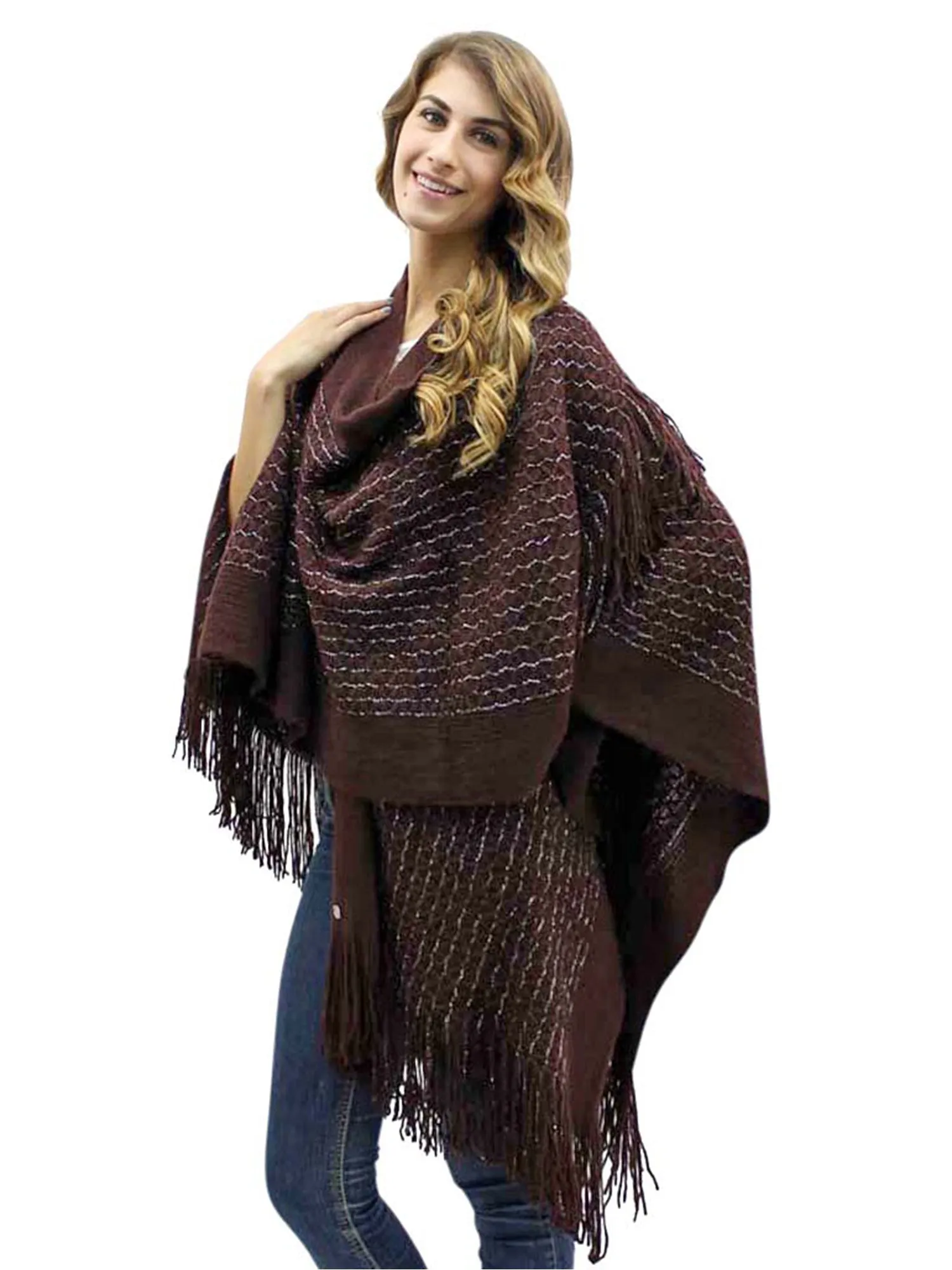 Metallic Knit Shawl Wrap