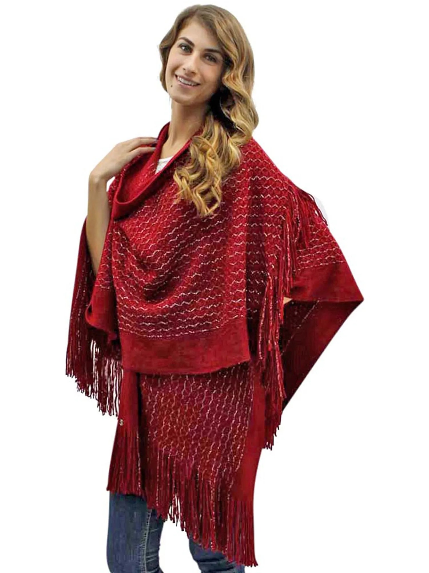 Metallic Knit Shawl Wrap