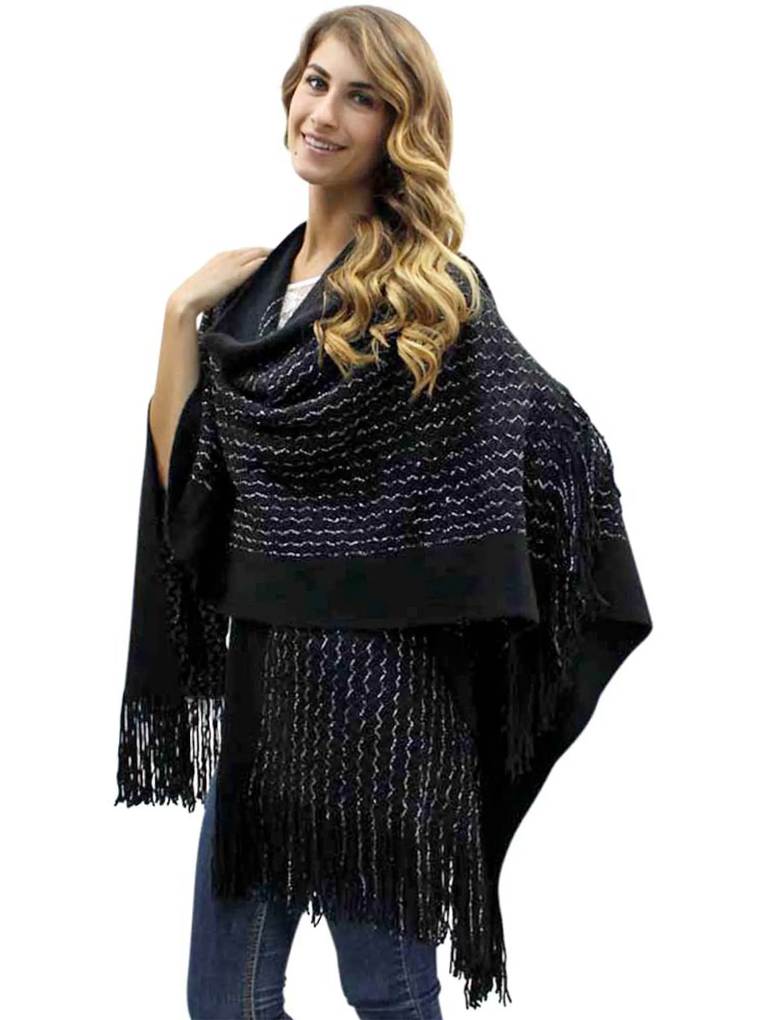 Metallic Knit Shawl Wrap