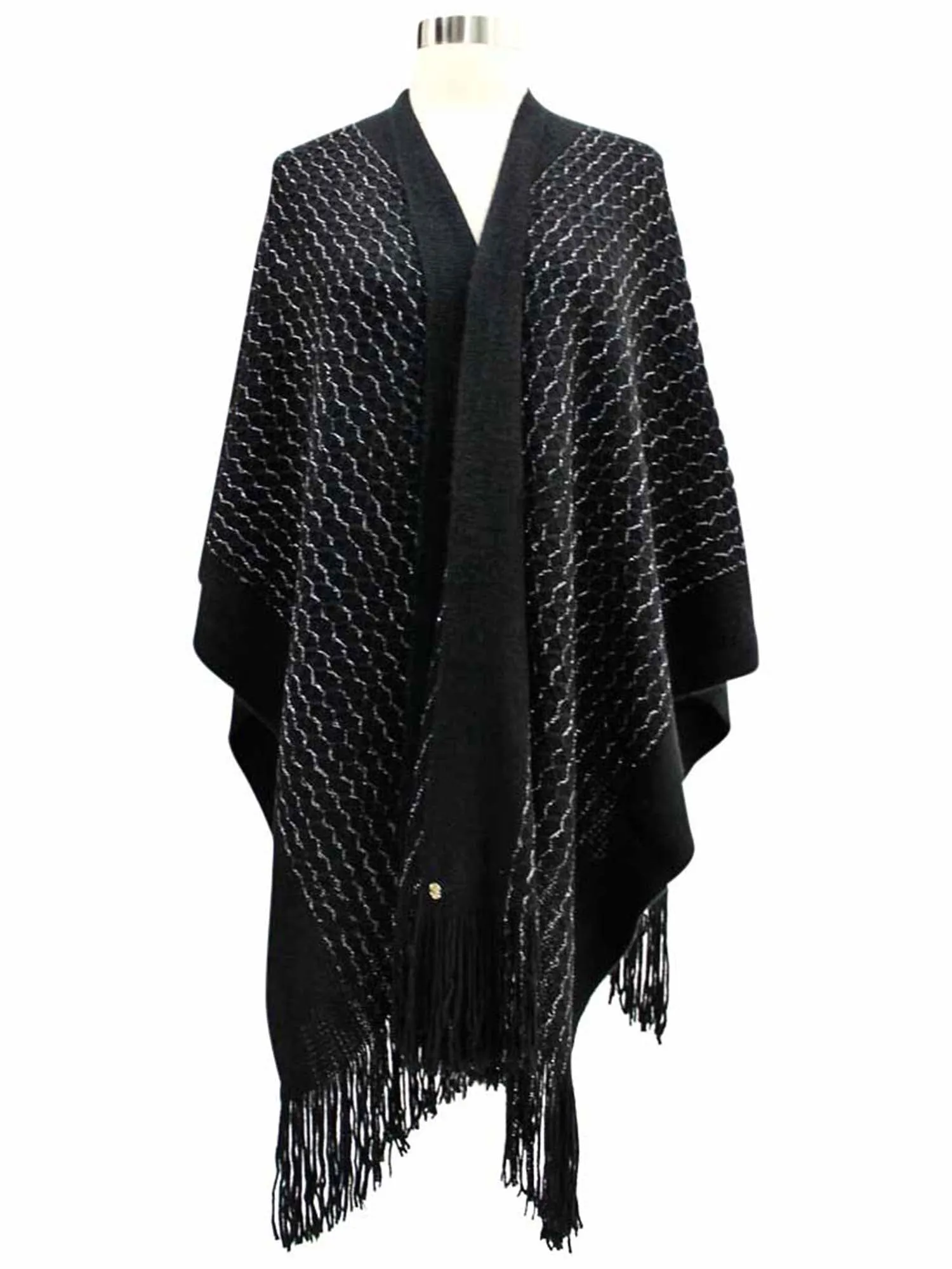 Metallic Knit Shawl Wrap