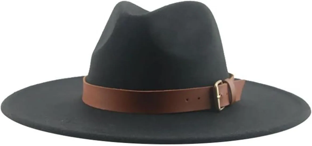 Mnjyihy Fedora Hats for Women Felted Hats Men Panama Wide Brim Solid Belt Band Wedding Decorate Hat