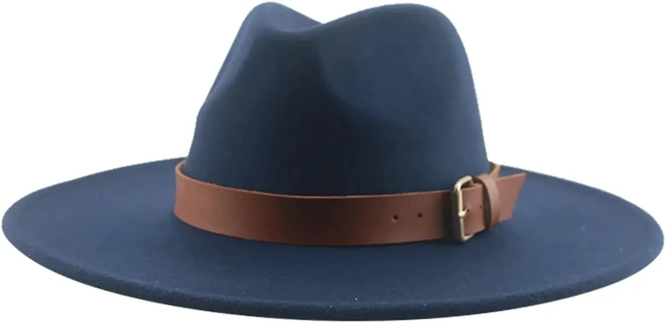 Mnjyihy Fedora Hats for Women Felted Hats Men Panama Wide Brim Solid Belt Band Wedding Decorate Hat