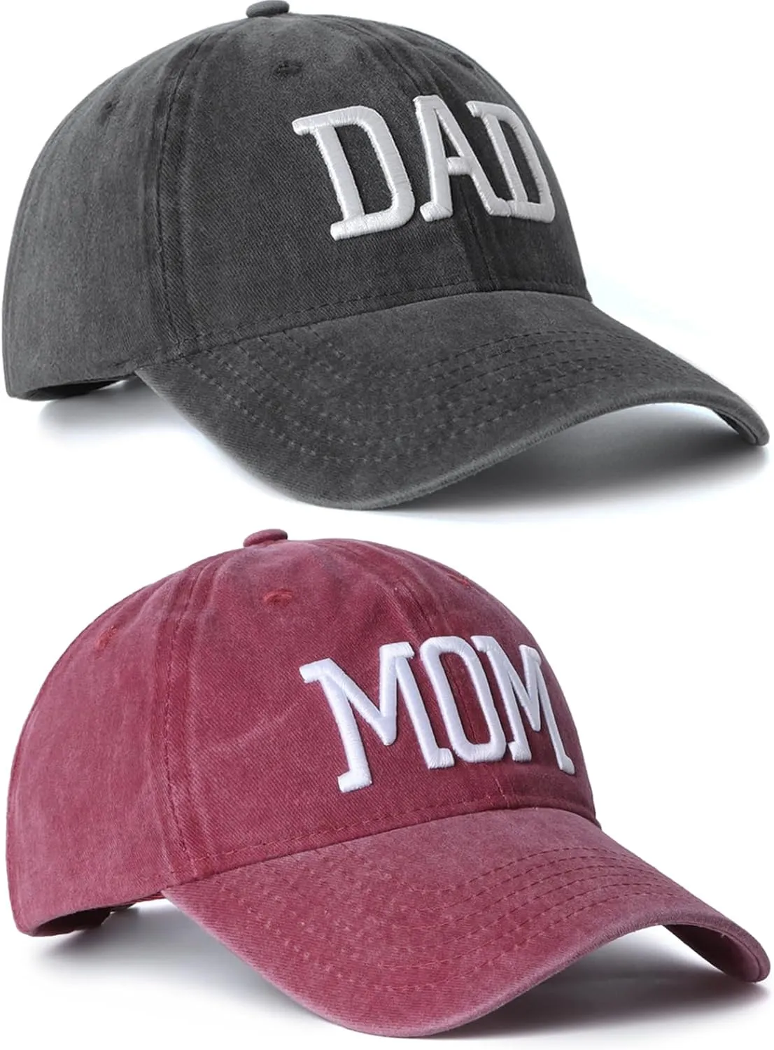 Mom and Dad Hats Set of 2 Pcs Embroidered Adjustable Baseball Caps Gift for Parents Couples Classic Mom Dad Gifts Hat
