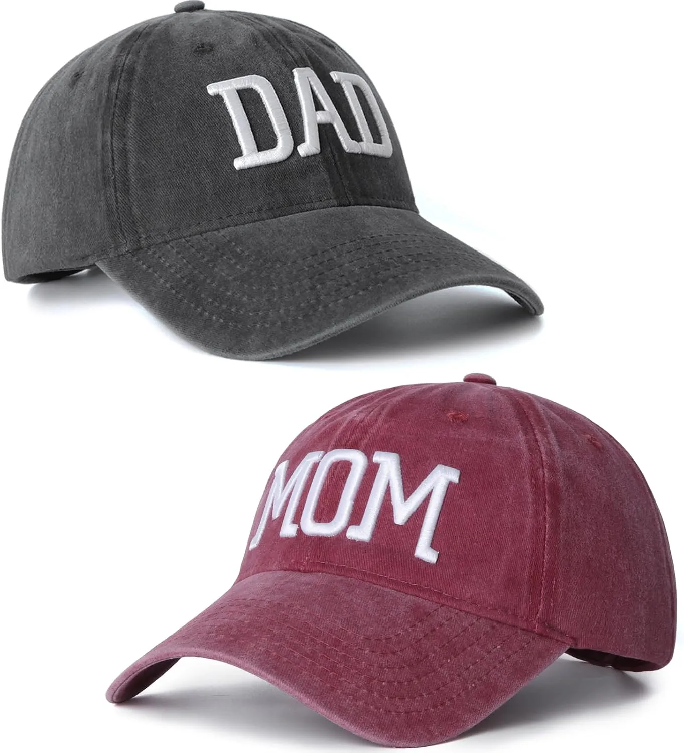Mom and Dad Hats Set of 2 Pcs Embroidered Adjustable Baseball Caps Gift for Parents Couples Classic Mom Dad Gifts Hat