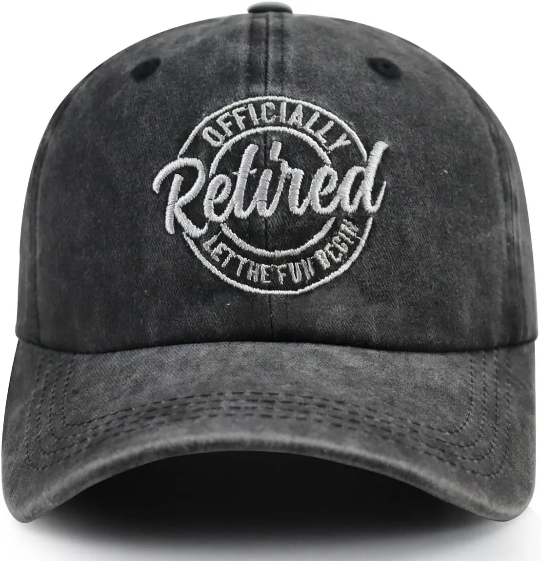 Officially Retired Let The Fun Begin Baseball Cap, Funny Adjustable Cotton Embroidered Hats for Retirees Men Women