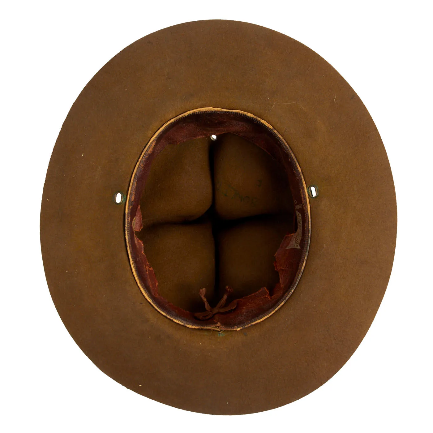 Original U.S. WWI US Army M1911 Felt Campaign Hat by Stetson With Officers’ Cord and “Coffin Bar” 1st Lieutenant Rank