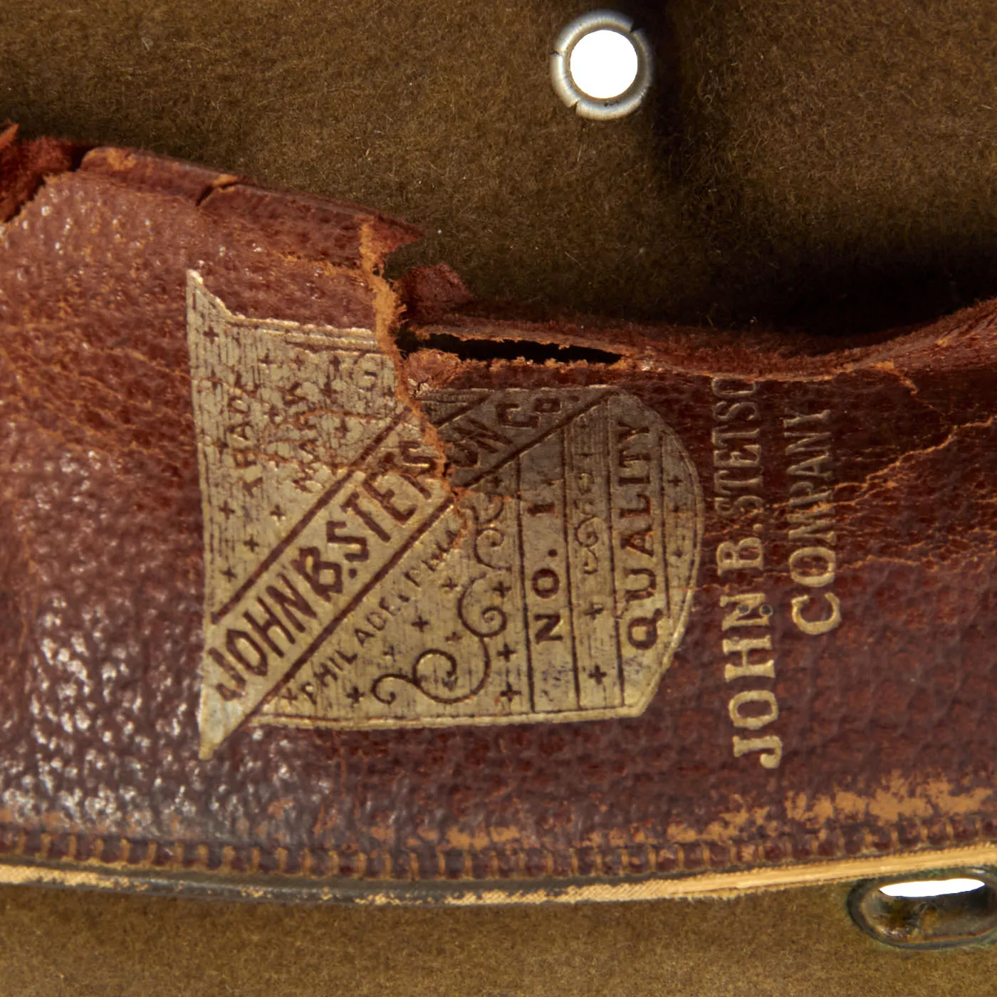 Original U.S. WWI US Army M1911 Felt Campaign Hat by Stetson With Officers’ Cord and “Coffin Bar” 1st Lieutenant Rank