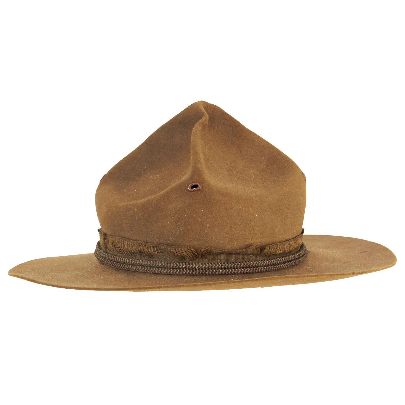 Original U.S. WWI US Army M1911 Felt Campaign Hat by Stetson With Officers’ Cord and “Coffin Bar” 1st Lieutenant Rank
