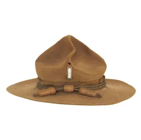 Original U.S. WWI US Army M1911 Felt Campaign Hat by Stetson With Officers’ Cord and “Coffin Bar” 1st Lieutenant Rank