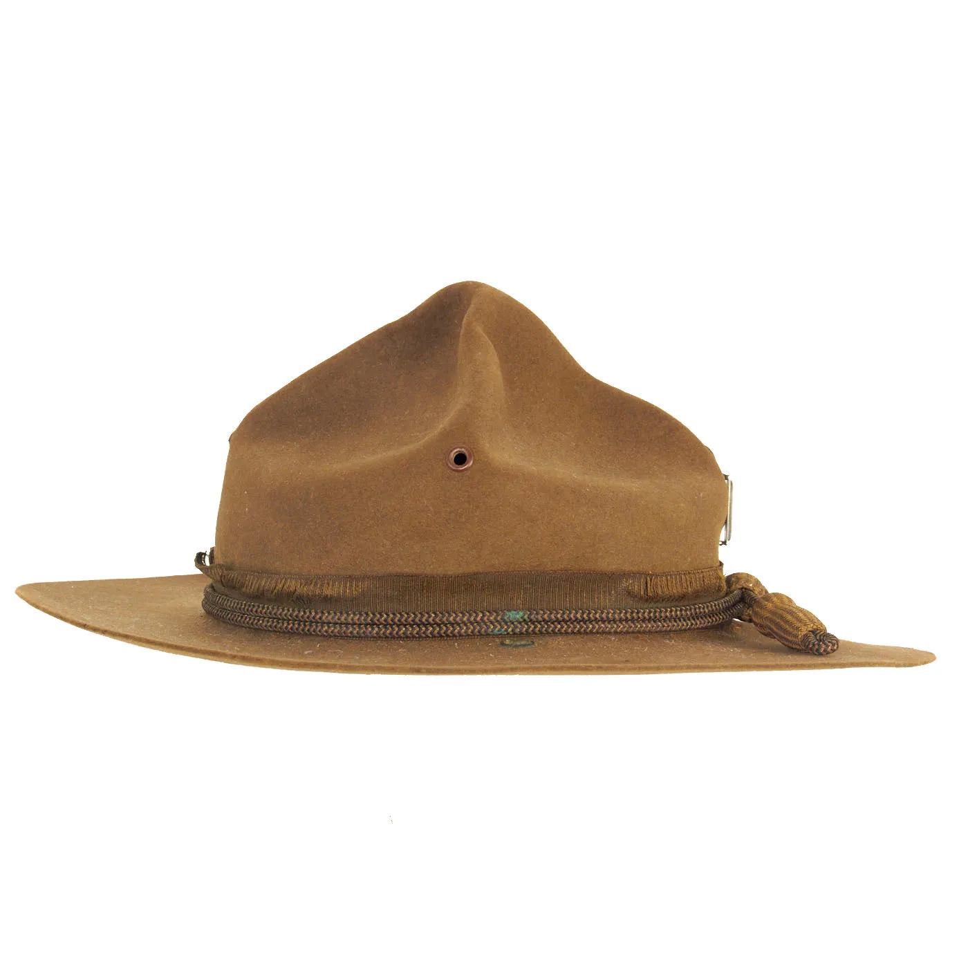 Original U.S. WWI US Army M1911 Felt Campaign Hat by Stetson With Officers’ Cord and “Coffin Bar” 1st Lieutenant Rank