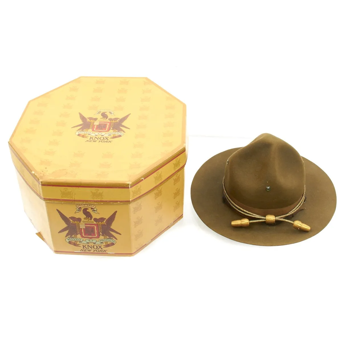 Original U.S. WWII Officer M1911 Campaign Hat with Original Box - Mint Condition