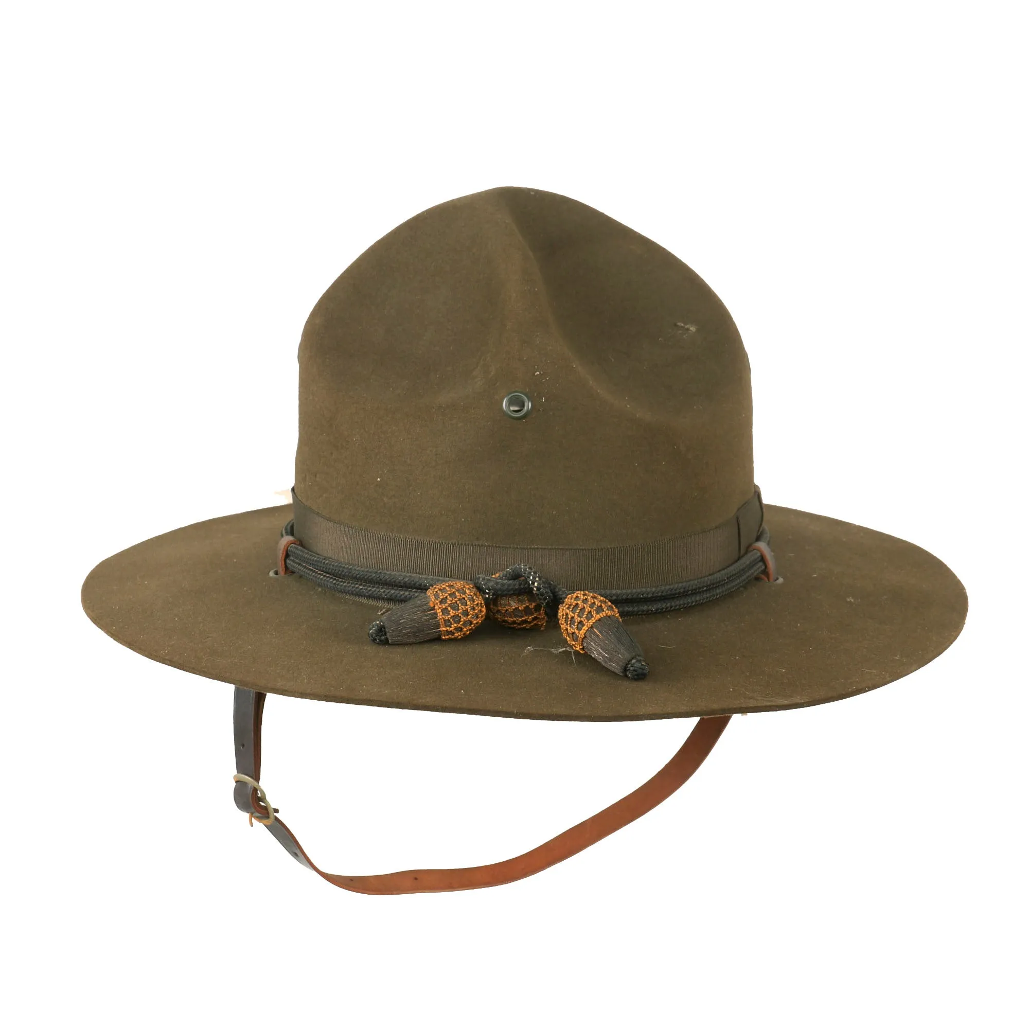 Original U.S. WWII Officers Private Purchase Campaign Hat with Officer’s Cord & Chinstrap in Original Box - The Featherweight Champ