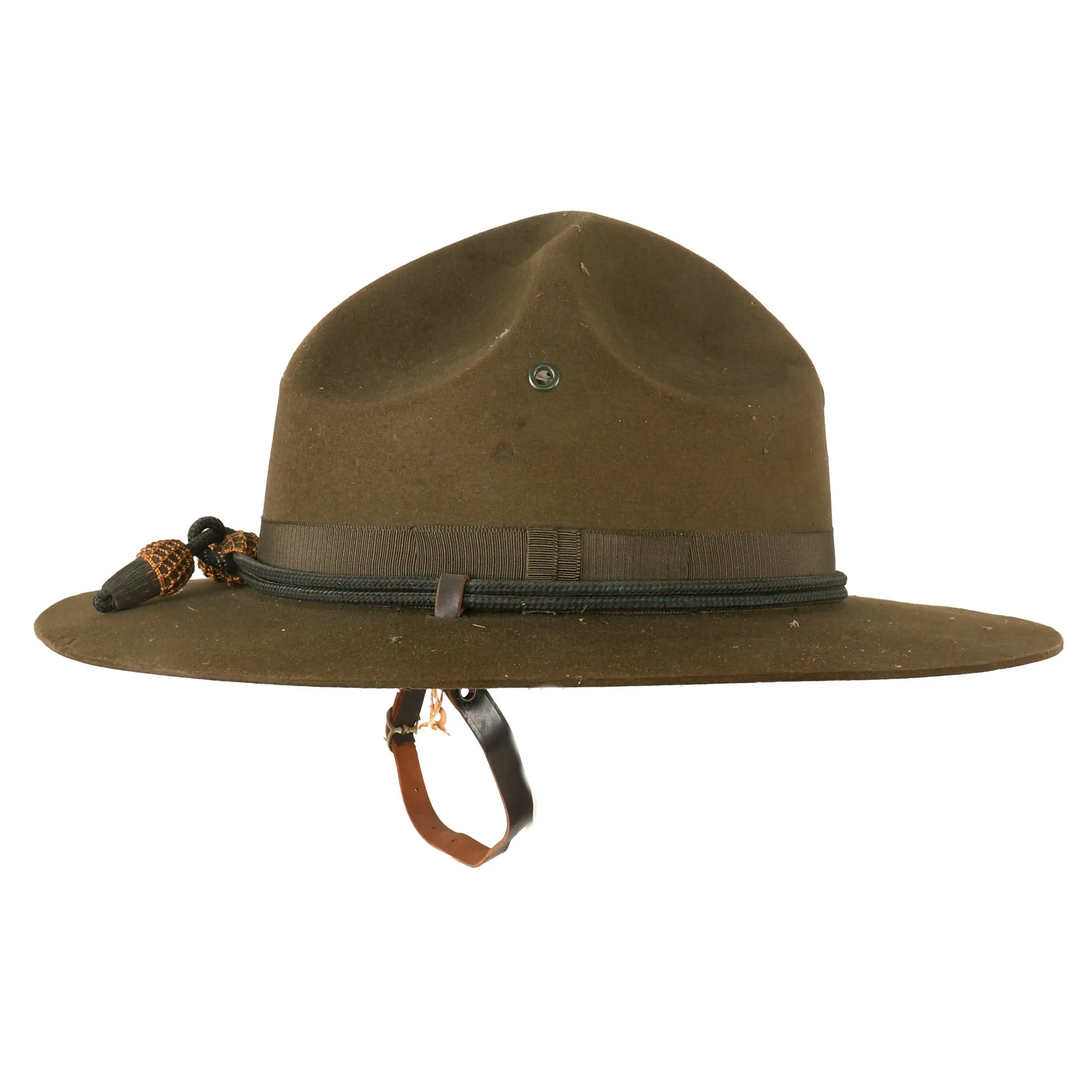 Original U.S. WWII Officers Private Purchase Campaign Hat with Officer’s Cord & Chinstrap in Original Box - The Featherweight Champ