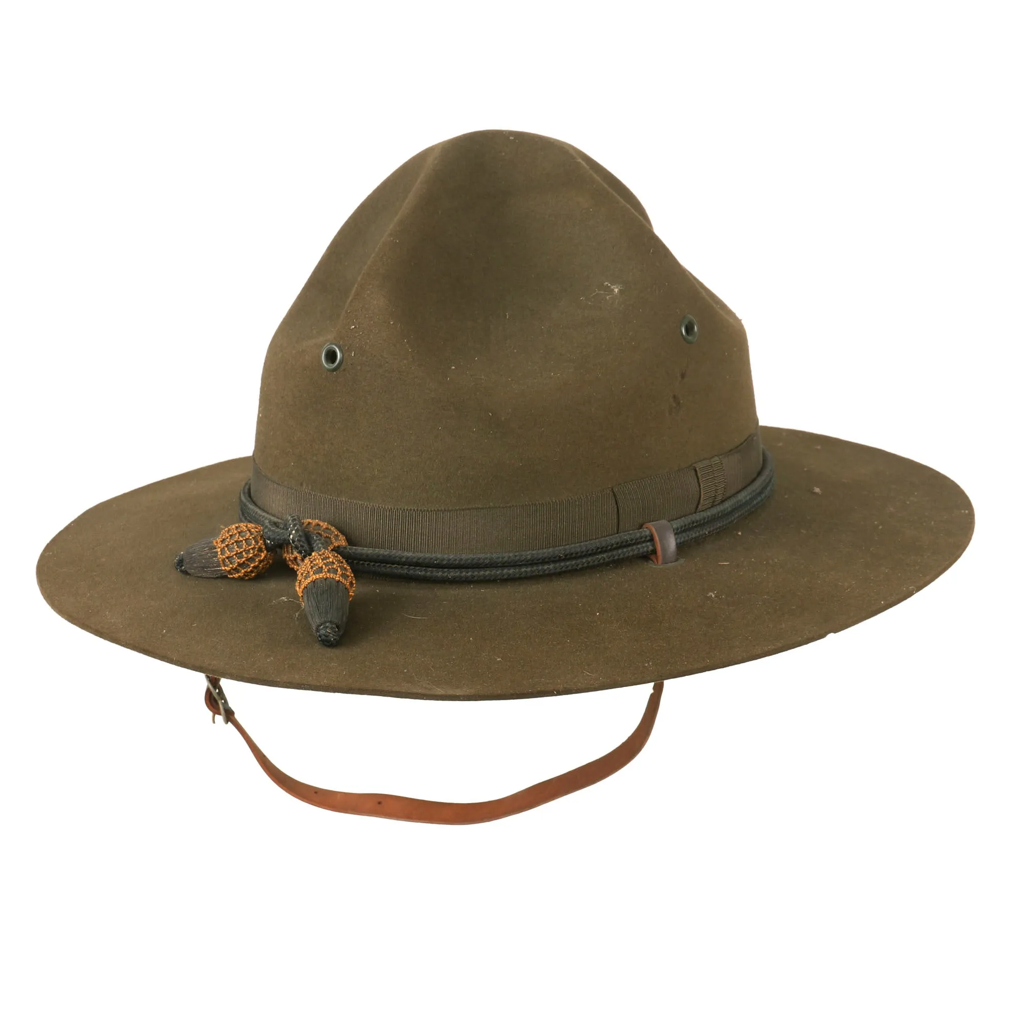 Original U.S. WWII Officers Private Purchase Campaign Hat with Officer’s Cord & Chinstrap in Original Box - The Featherweight Champ