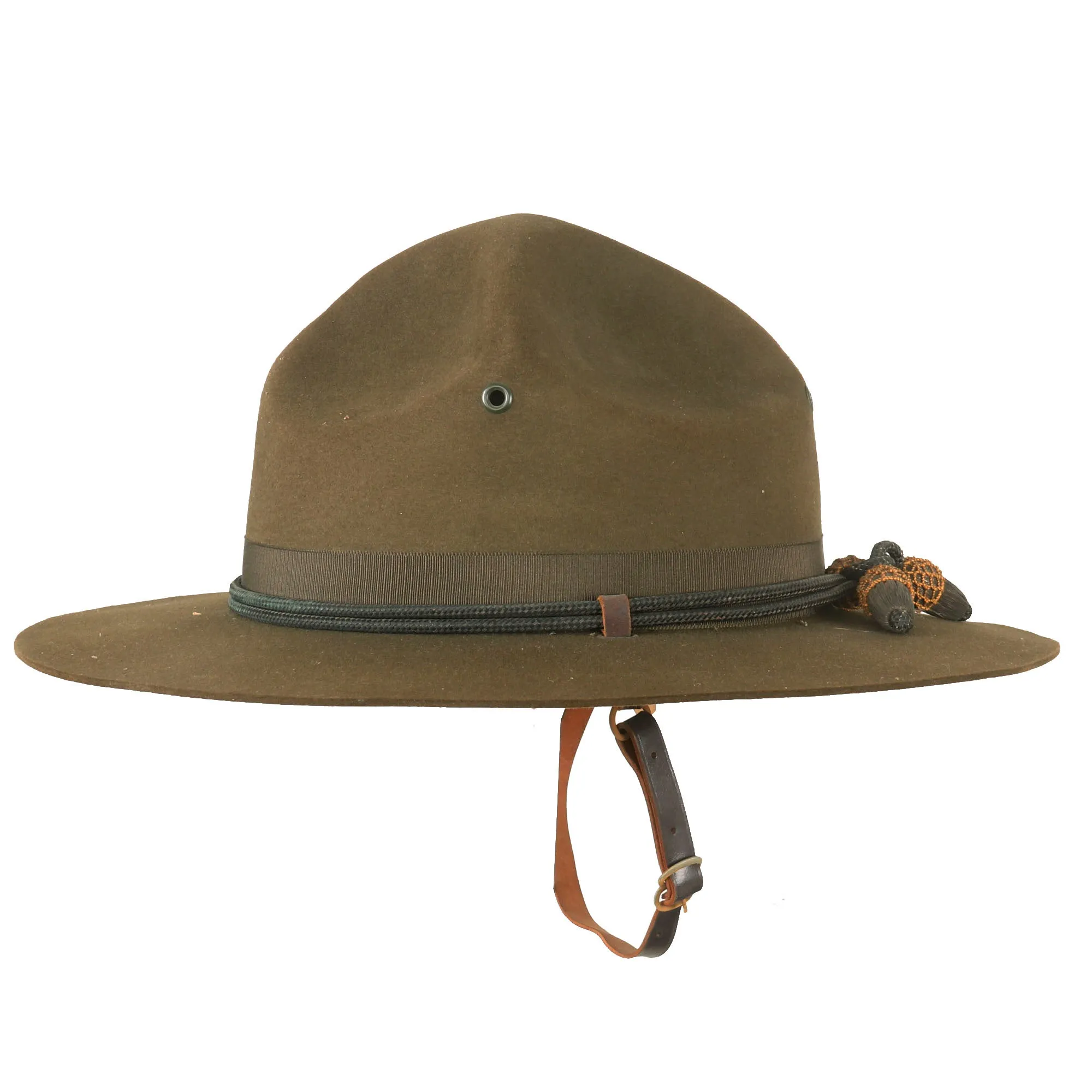 Original U.S. WWII Officers Private Purchase Campaign Hat with Officer’s Cord & Chinstrap in Original Box - The Featherweight Champ