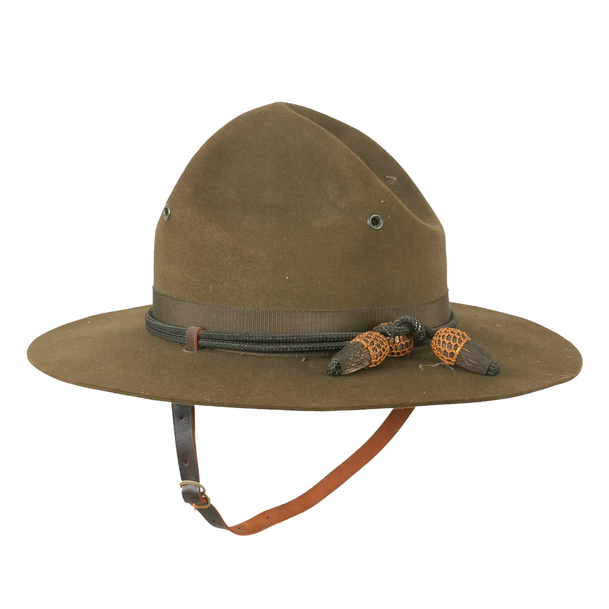 Original U.S. WWII Officers Private Purchase Campaign Hat with Officer’s Cord & Chinstrap in Original Box - The Featherweight Champ