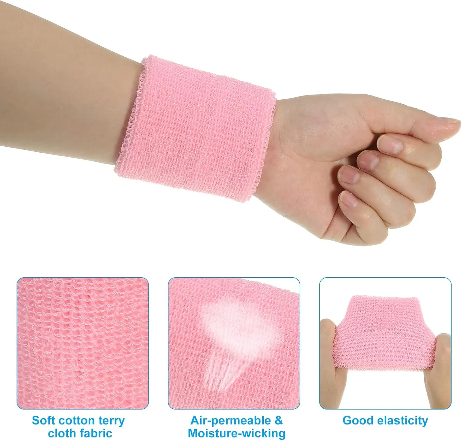 PATIKIL Sports Wristbands, Athletic Cotton Terry Cloth Absorbent Wrist Sweatband for Tennis Basketball Working Out Running