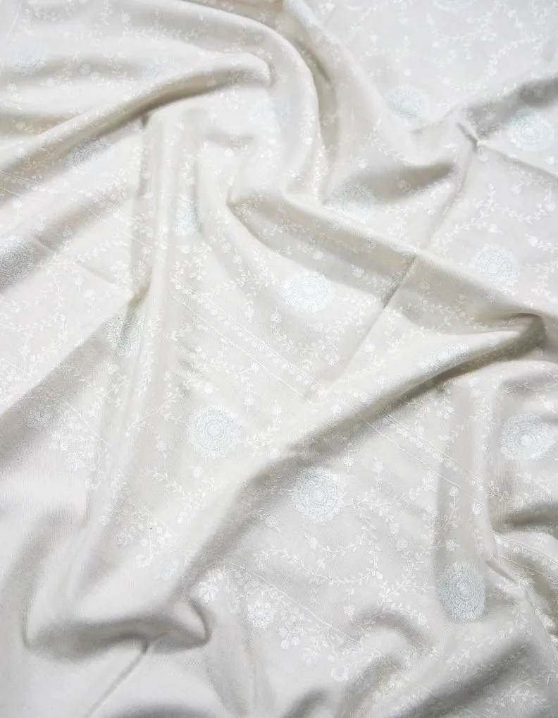 pearl white XL jamma embroidery pashmina shawl 9012