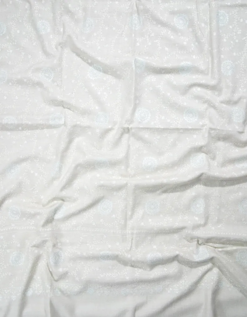 pearl white XL jamma embroidery pashmina shawl 9012