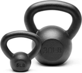 Powder Coated Solid Cast Iron Kettlebell Weights Set 5, 10 15, 20, 25, 30, 35, 40, 45 lbs All Combination