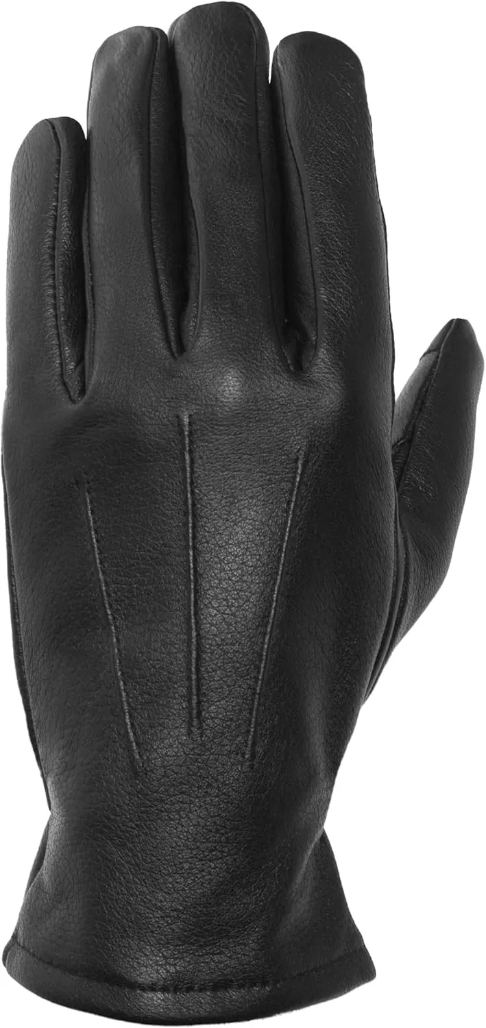 Pratt & Hart Gondola Mens Black Leather Gloves with Thinsulate (Touchscreen) Great for Winter Driving and Riding (Sheepskin)