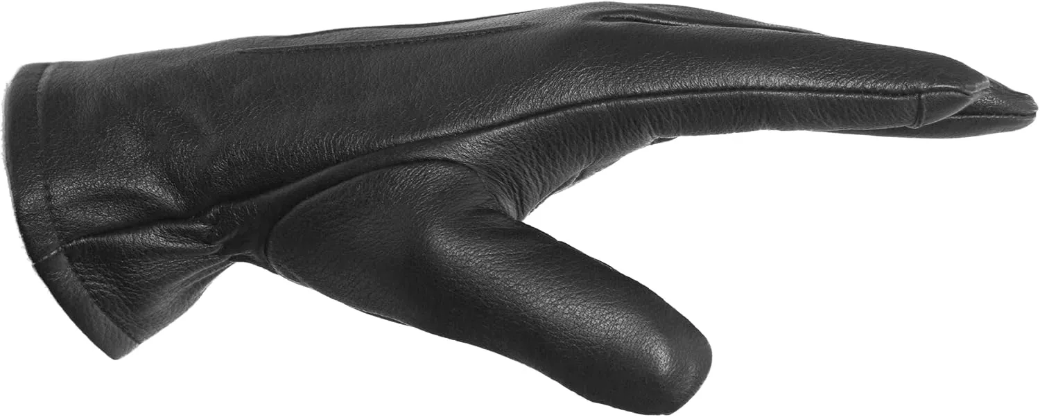 Pratt & Hart Gondola Mens Black Leather Gloves with Thinsulate (Touchscreen) Great for Winter Driving and Riding (Sheepskin)