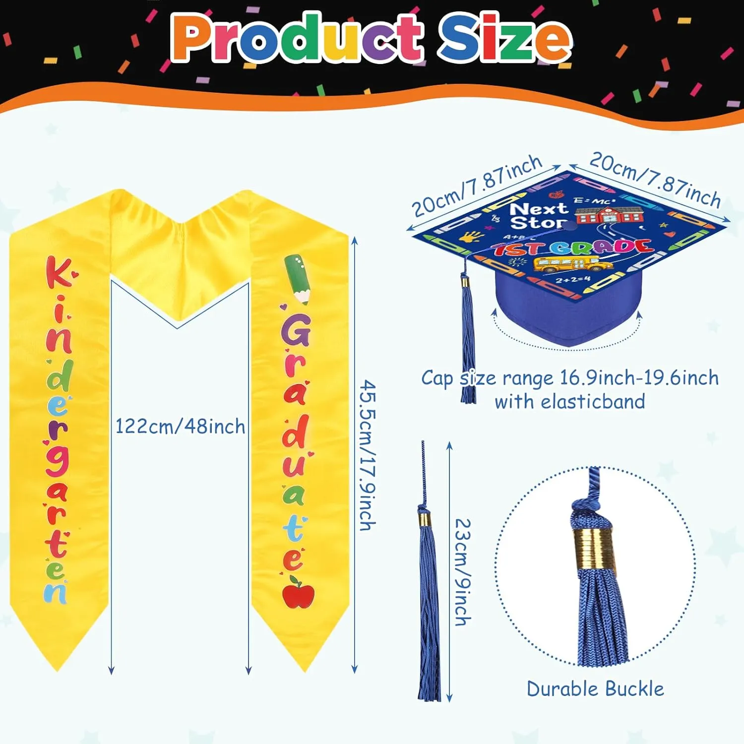 Preschool Graduation Cap and Stole for Kids Kindergarten Graduation, Next Stop 1st Grade Graduation Cap Kindergarten