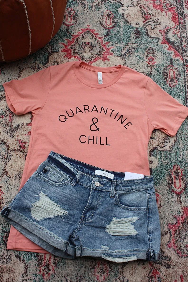 Quarantine and Chill Graphic Tee - Coral