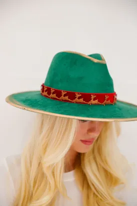 REINDEER SLEIGH GREEN RANCHER HAT