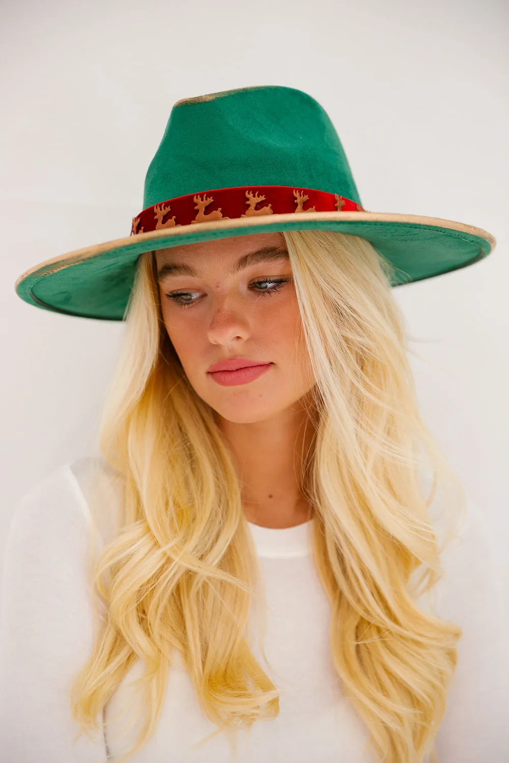 REINDEER SLEIGH GREEN RANCHER HAT