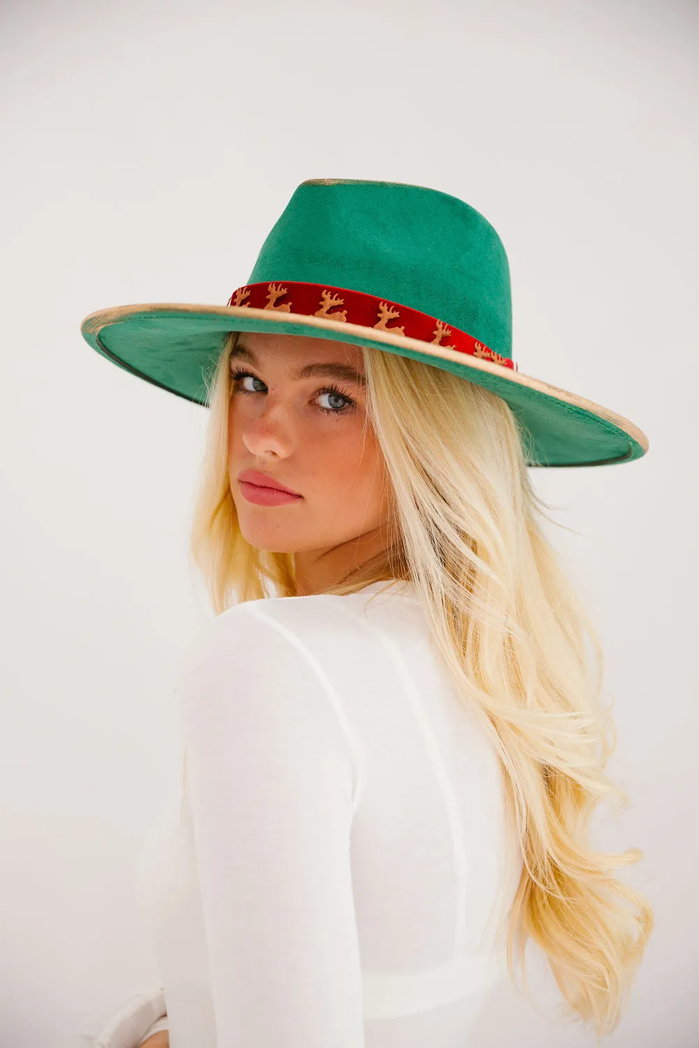 REINDEER SLEIGH GREEN RANCHER HAT