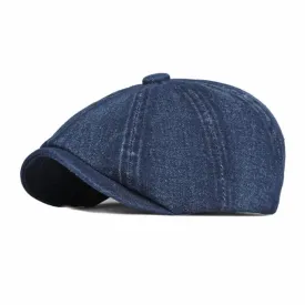 Retro Denim Newsboy Cap - Fushia