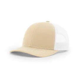 Richardson Khaki/White Mesh Back Split Trucker Hat