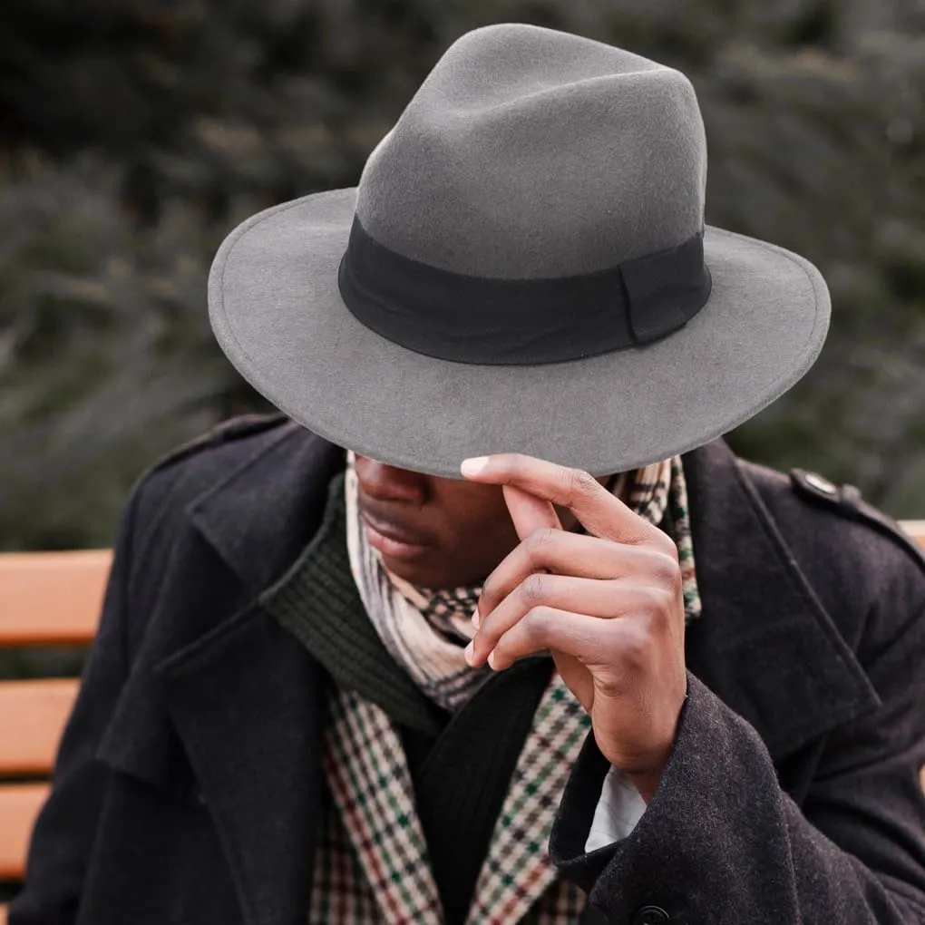 Ruphedy Wool Fedora Hats for Men Women Wide Brim Felt Panama Hat