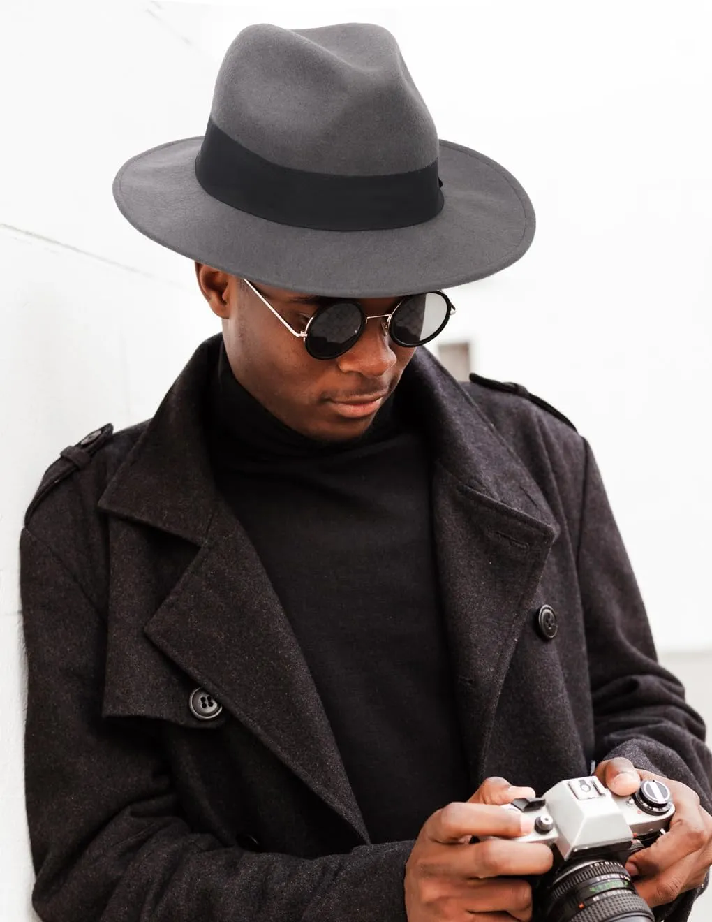 Ruphedy Wool Fedora Hats for Men Women Wide Brim Felt Panama Hat