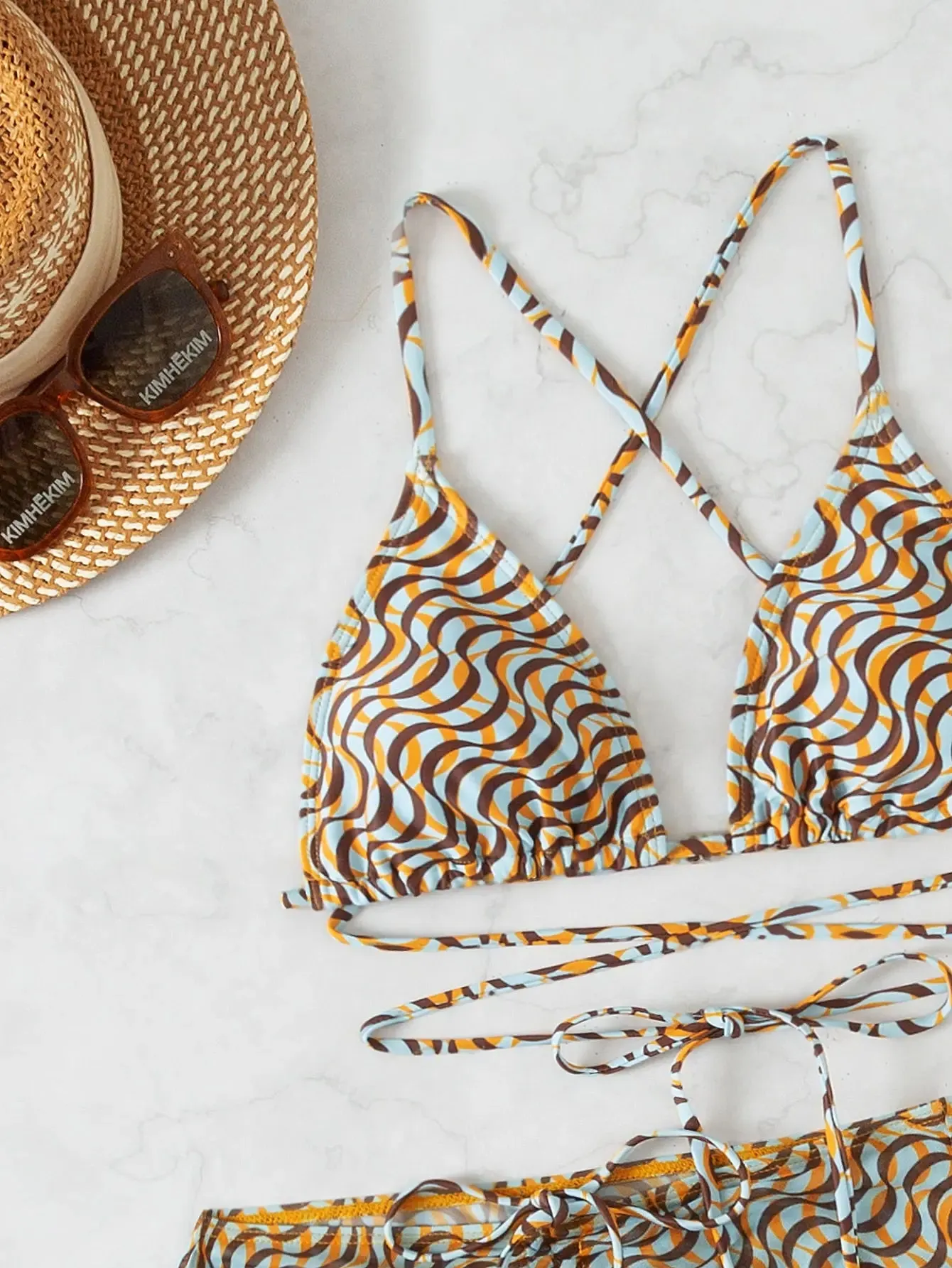 Safari Sun Lace-Up Bikini & Wrap 4 Piece Suit
