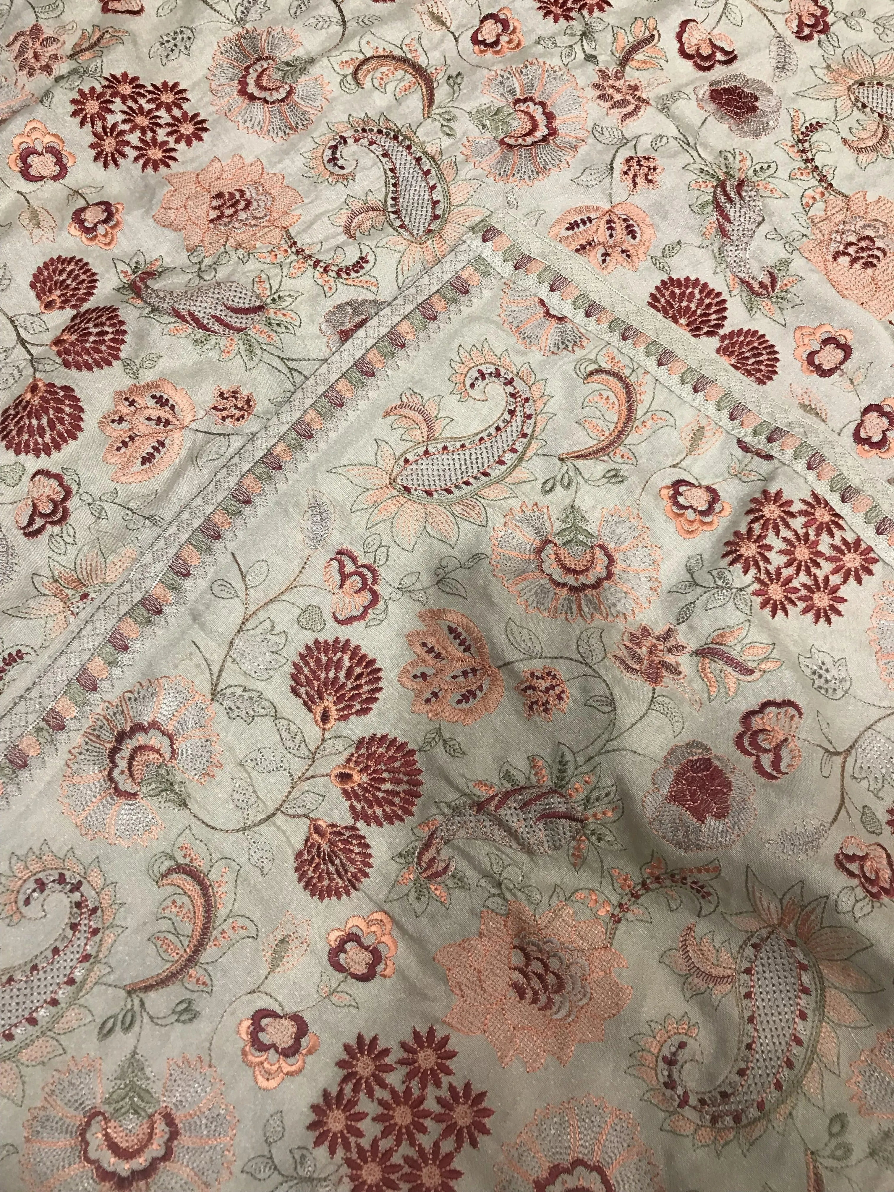 Sarinnah D77-Embroidered Karandi Beige Shawl