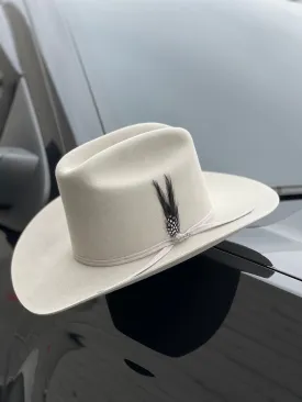 Stetson 6x Rancher Mist Grey Diamante Negro Cowboy Felt Hat (Copa Alta Falda/Brim 3.5")