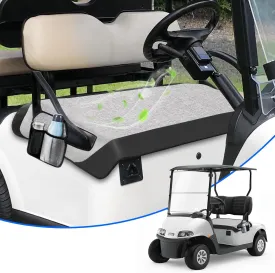 T TGBROS Golf Cart Seat Covers for 2 Person Seats EZGO, Yamaha & Club Car with Armrests Universal Golf Cart Seat Blanket Cushion Front & Rear All Weather Accessories - Black Leather & Gray Linen