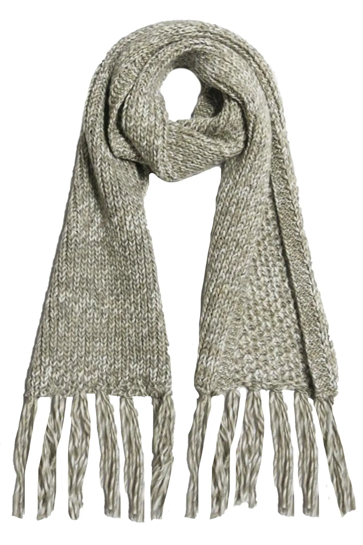 Twisted Chunky Hand Knit Scarf with Tassels