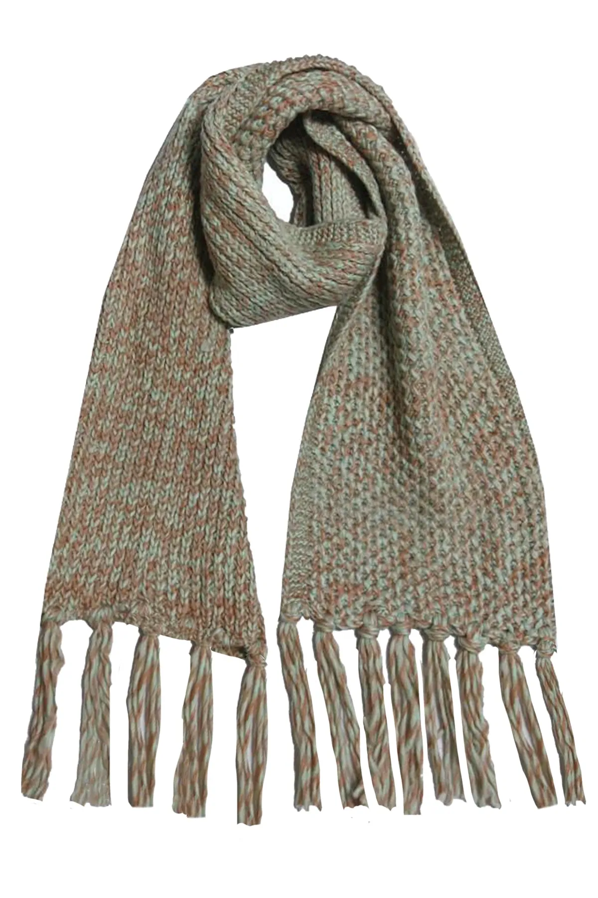Twisted Chunky Hand Knit Scarf with Tassels
