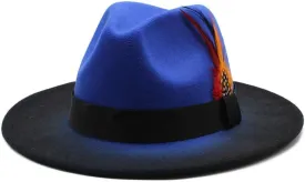 Two-Tone Fedora Hat with Feather Accent, Mint Green and Olive, Black Band