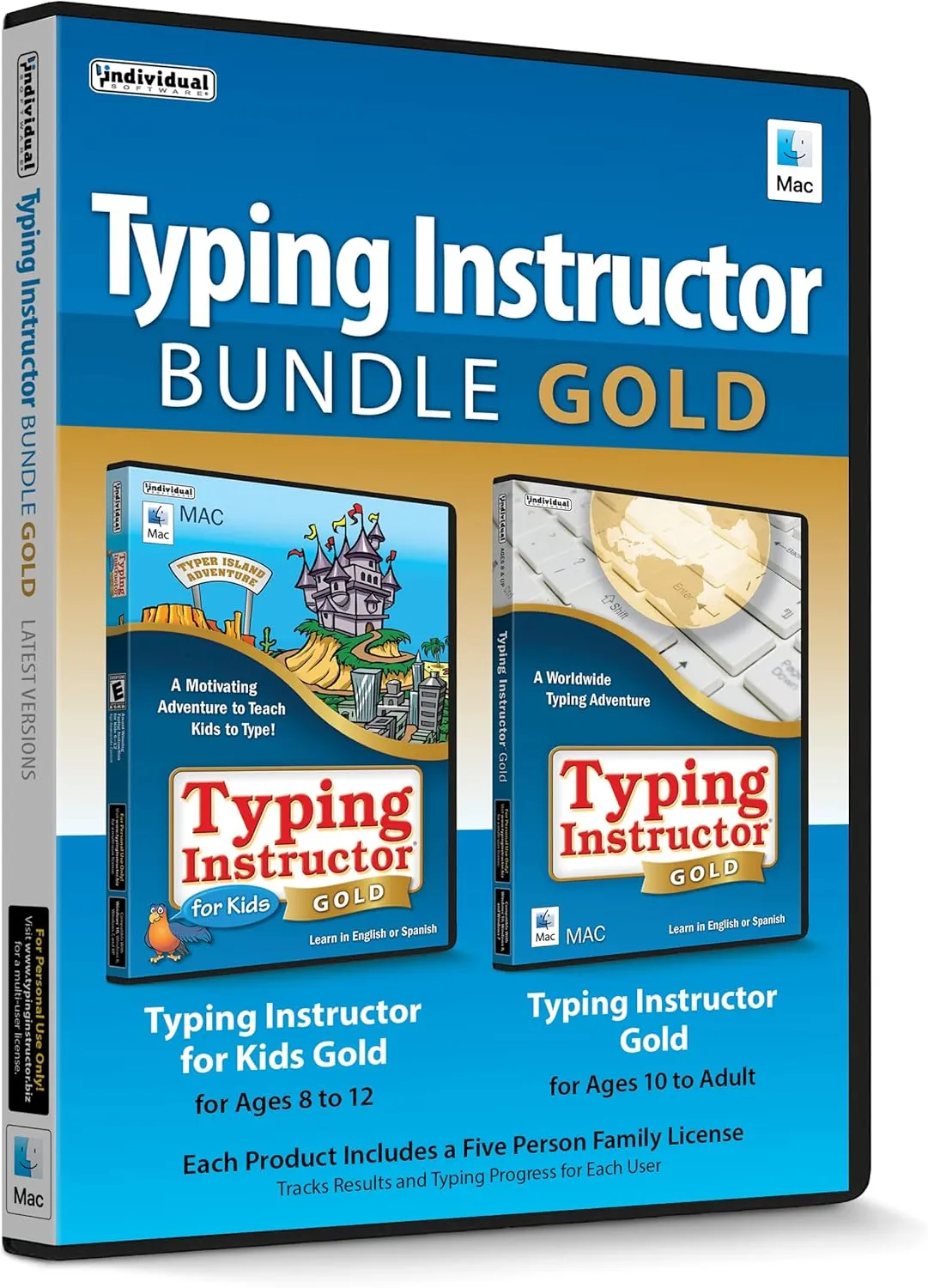 Typing Instructor Bundle Gold - Mac - Includes Two Software Programs for Kids & Adults to Learn to Touch Type - CD/PC