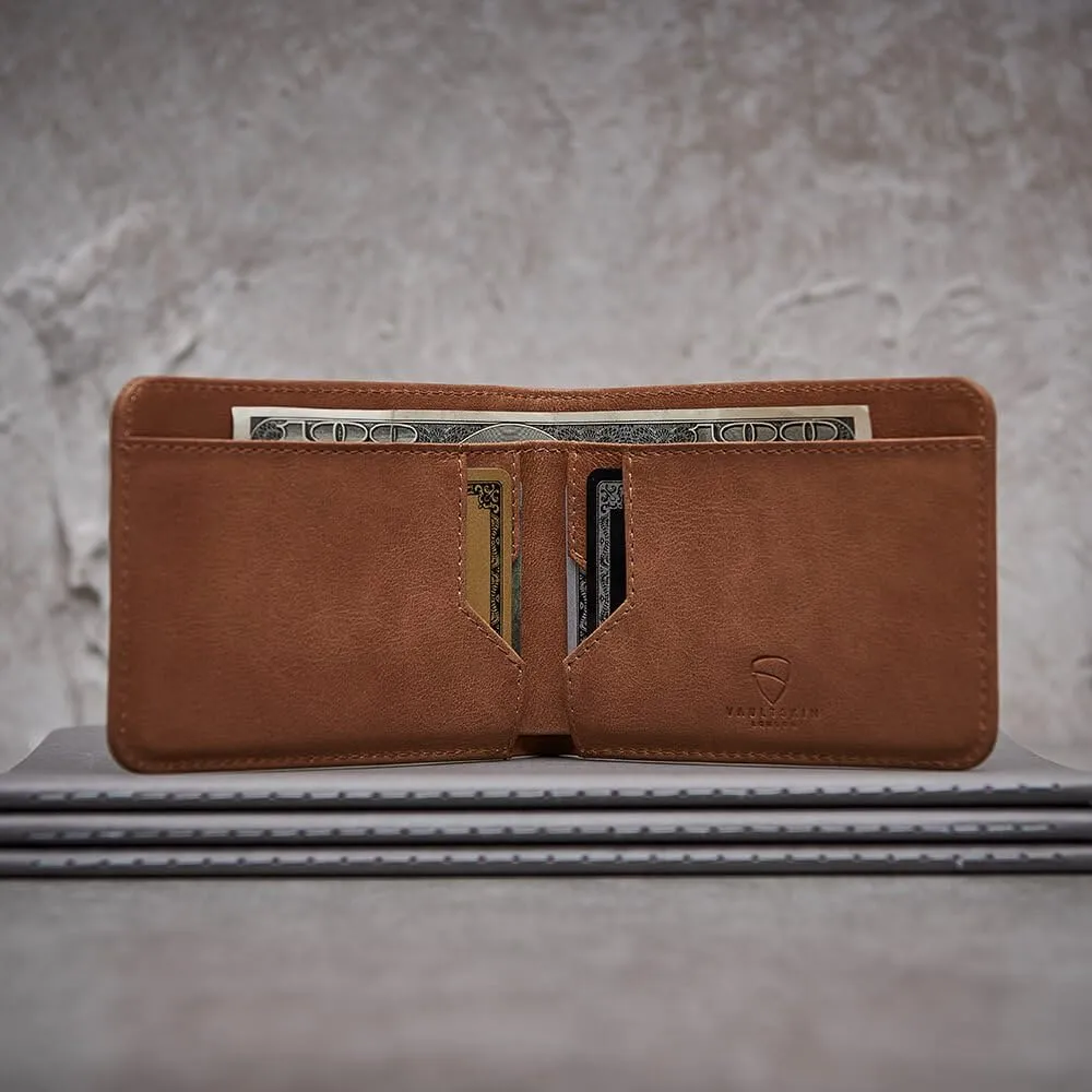 Vaultskin MANHATTAN Slim RFID Blocking Bifold Leather Wallet for Men - Minimalist Front Pocket Card Holder, Holds 9 Cards & Cash, Premium Italian Leather