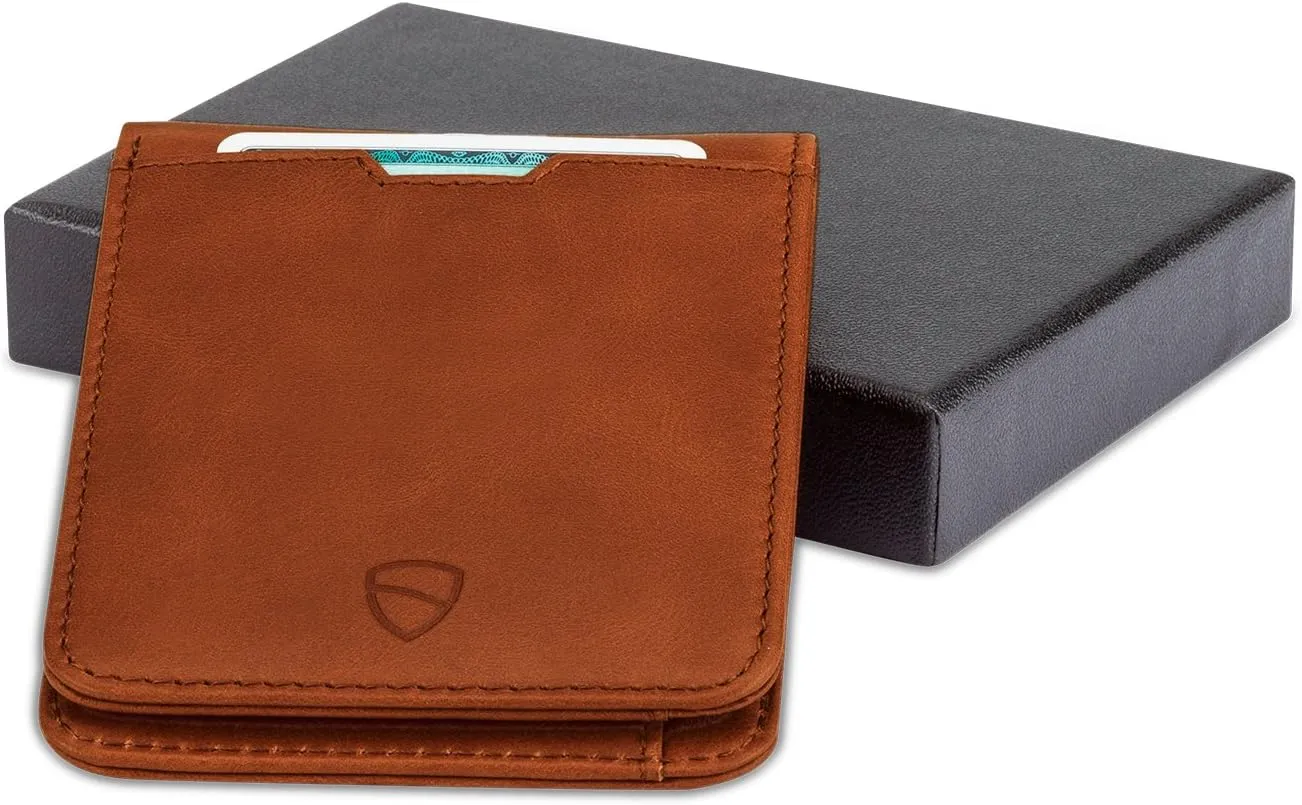Vaultskin MANHATTAN Slim RFID Blocking Bifold Leather Wallet for Men - Minimalist Front Pocket Card Holder, Holds 9 Cards & Cash, Premium Italian Leather