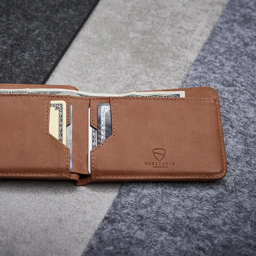 Vaultskin MANHATTAN Slim RFID Blocking Bifold Leather Wallet for Men - Minimalist Front Pocket Card Holder, Holds 9 Cards & Cash, Premium Italian Leather