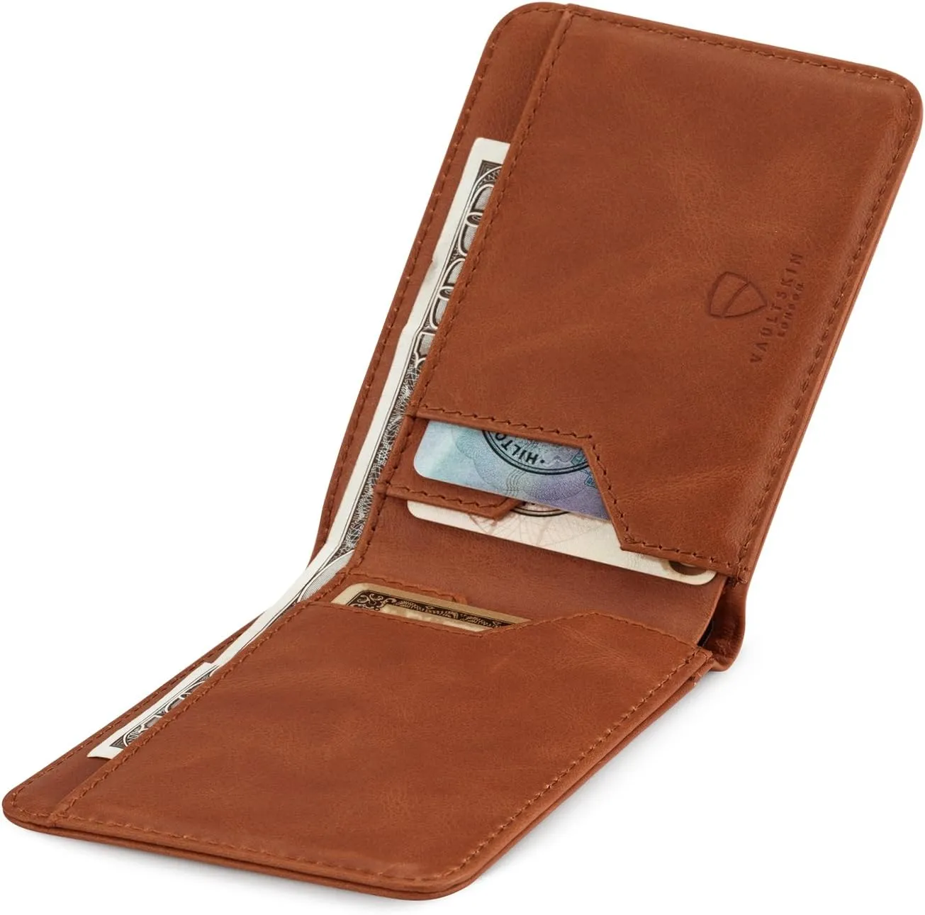 Vaultskin MANHATTAN Slim RFID Blocking Bifold Leather Wallet for Men - Minimalist Front Pocket Card Holder, Holds 9 Cards & Cash, Premium Italian Leather
