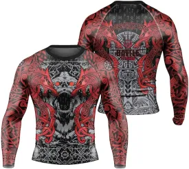 Viking Berserker Men's Rash Guard Shirts Long Sleeve, Baselayer Compression Shirt for Jiu Jitsu MMA