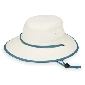 Wallaroo Ladies' Explorer Packable Sun Hat UPF 50  - Natural/Slate Blue